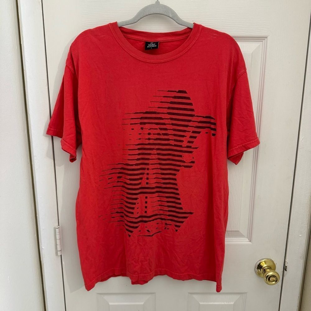 Saint Alfred Men’s Fleur de Lis Short Sleeve Shirt Red Size Large Streetwear